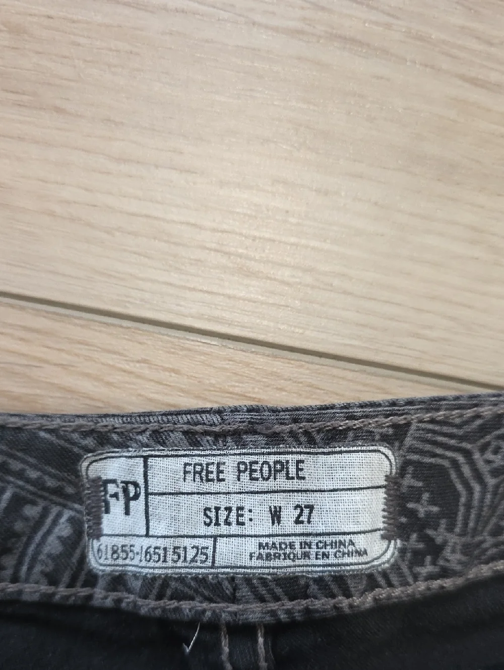 Free People Gray Patterned Slim Leg Pants